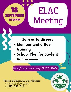 ELAC meeting flyer in English